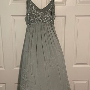 Sundance Reflections sage sequin maxi dress L